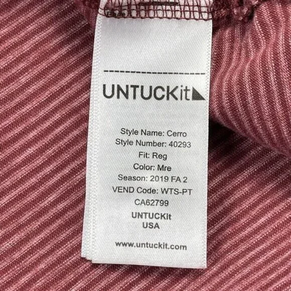UNTUCKit Cero Long Sleeve Polo Shirt Red Stripe Men’s Medium - Picture 8 of 10